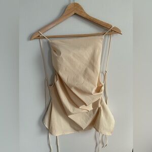 Chic Butter Yellow Zara Draped Top Open Back L